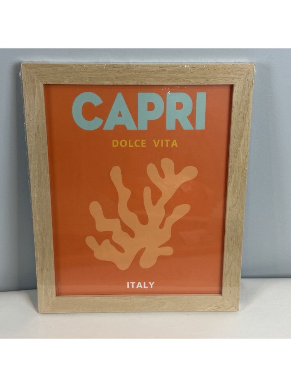 Travel Poster Framed‎ Capri Dolce Vita Italy Orange Preppy Dorm Room Decor